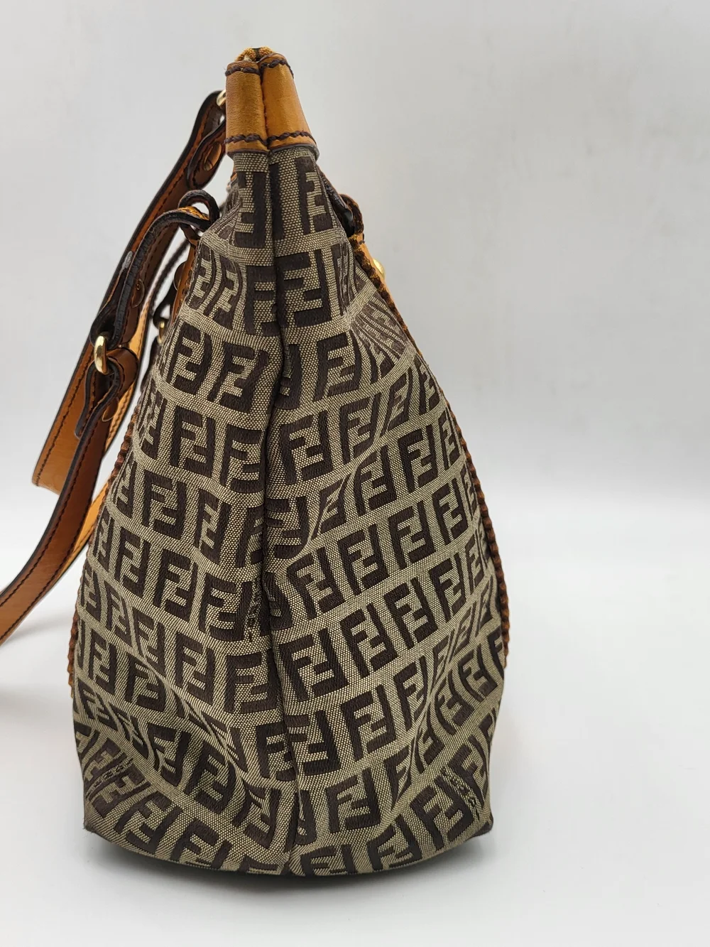 Fendi Zucchino Canvas Practical Tote Bag Vintage Authentic..